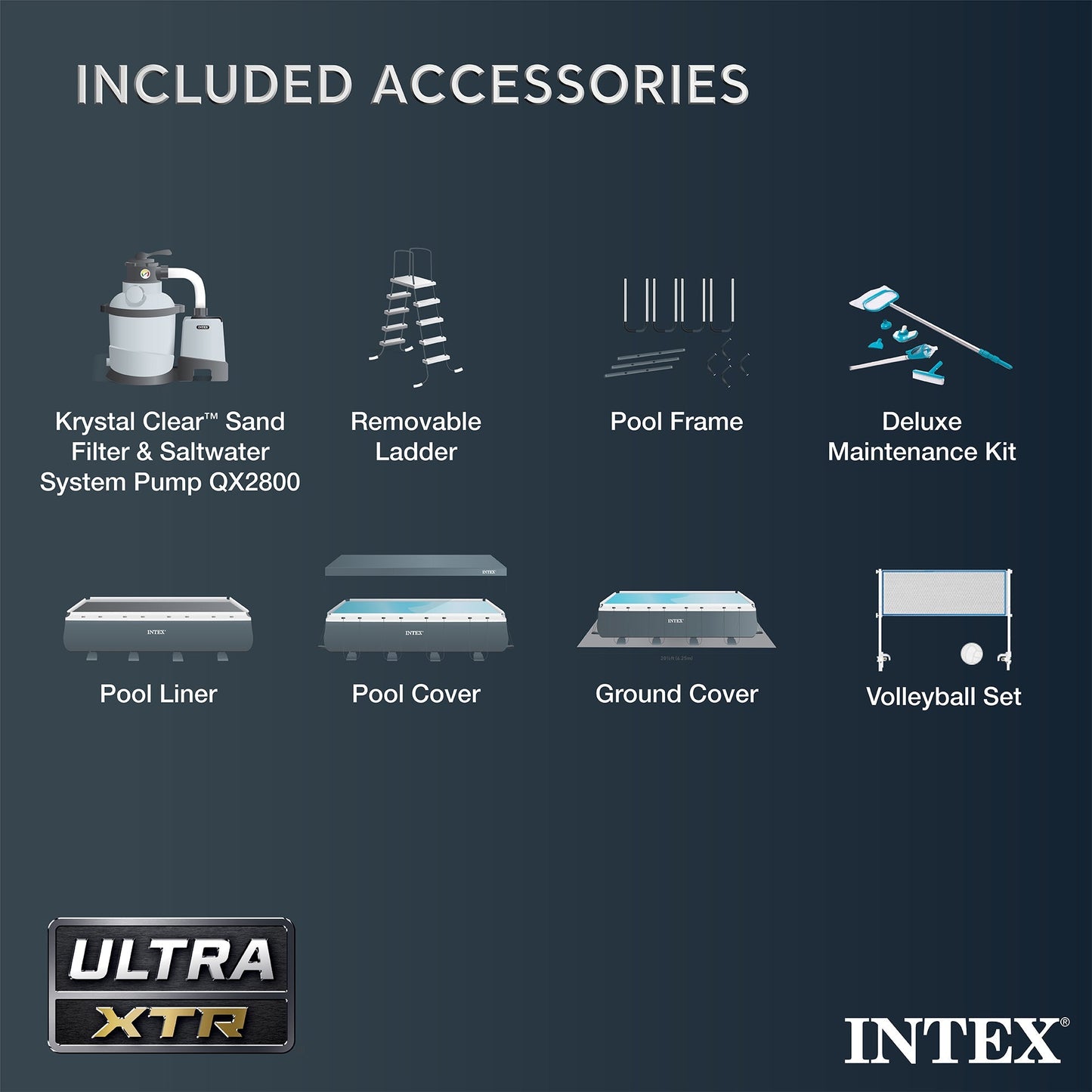 Intex 32' x 16' x 52" Ultra XTR Rectangular Pool Set with Deluxe Maintenance Kit