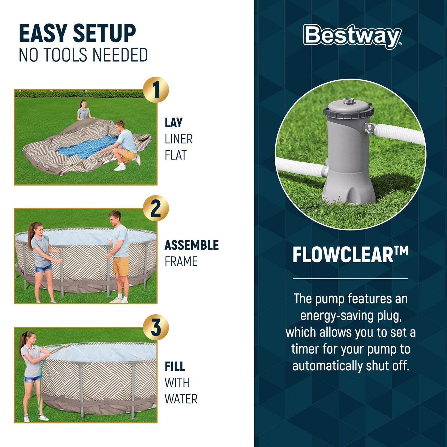 Bestway Steel Pro MAX 13' x 42" Round Above Ground Pool Set with Canopy & Ladder