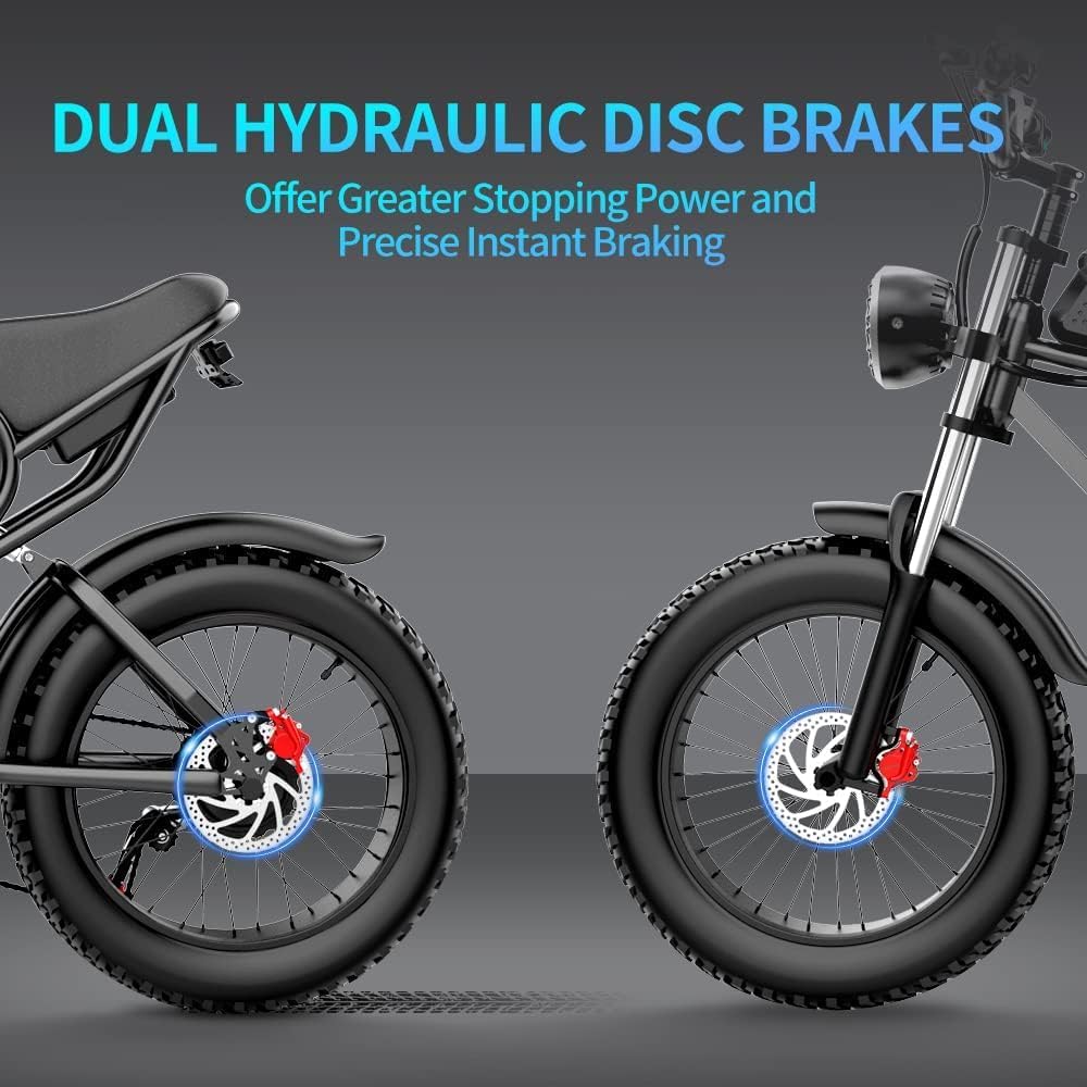 Ridstar Q20 2000W Electric Bike 52V 40Ah, 37MPH, 20" Fat Tire E-Bike for Adults with Shimano 7-Speed, Dual Suspension, Hydraulic Brakes