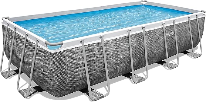 16ft Rectangular Above Ground Pool Set – Family Garden Swimming Pool with Pump, Ladder & Cover