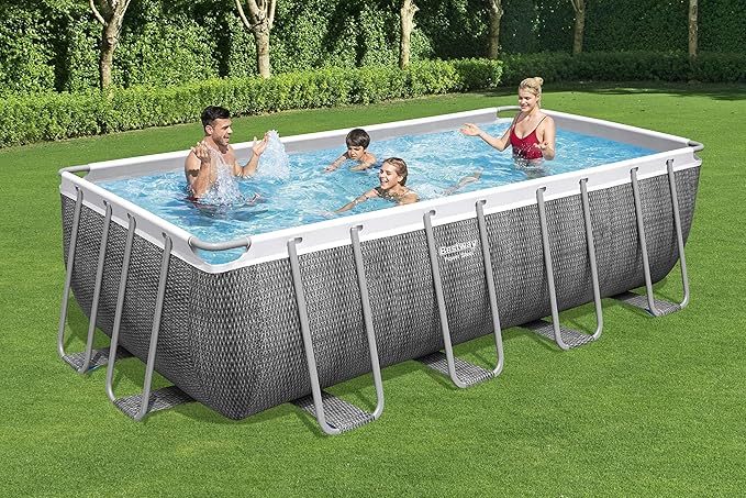16ft Rectangular Above Ground Pool Set – Family Garden Swimming Pool with Pump, Ladder & Cover