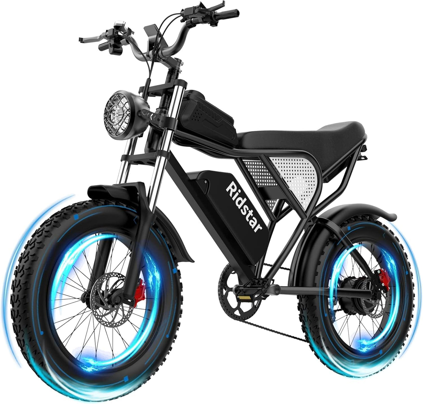 Ridstar Q20 2000W Electric Bike 52V 40Ah, 37MPH, 20" Fat Tire E-Bike for Adults with Shimano 7-Speed, Dual Suspension, Hydraulic Brakes