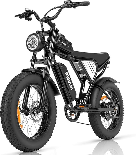 Ridstar Q20 2000W Electric Bike 52V 40Ah, 37MPH, 20" Fat Tire E-Bike for Adults with Shimano 7-Speed, Dual Suspension, Hydraulic Brakes