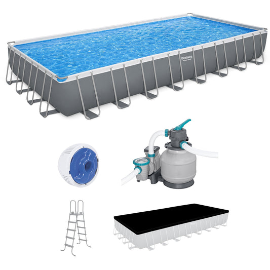 Bestway Power Steel 31'4" x 16' x 52" Rectangular Above Ground Swimming Pool Set