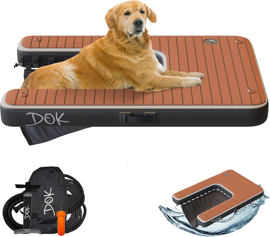 DOK Dog-DOK Inflatable Dock Platform – Floating Dog Ramp for Boat, Pool, and Dock