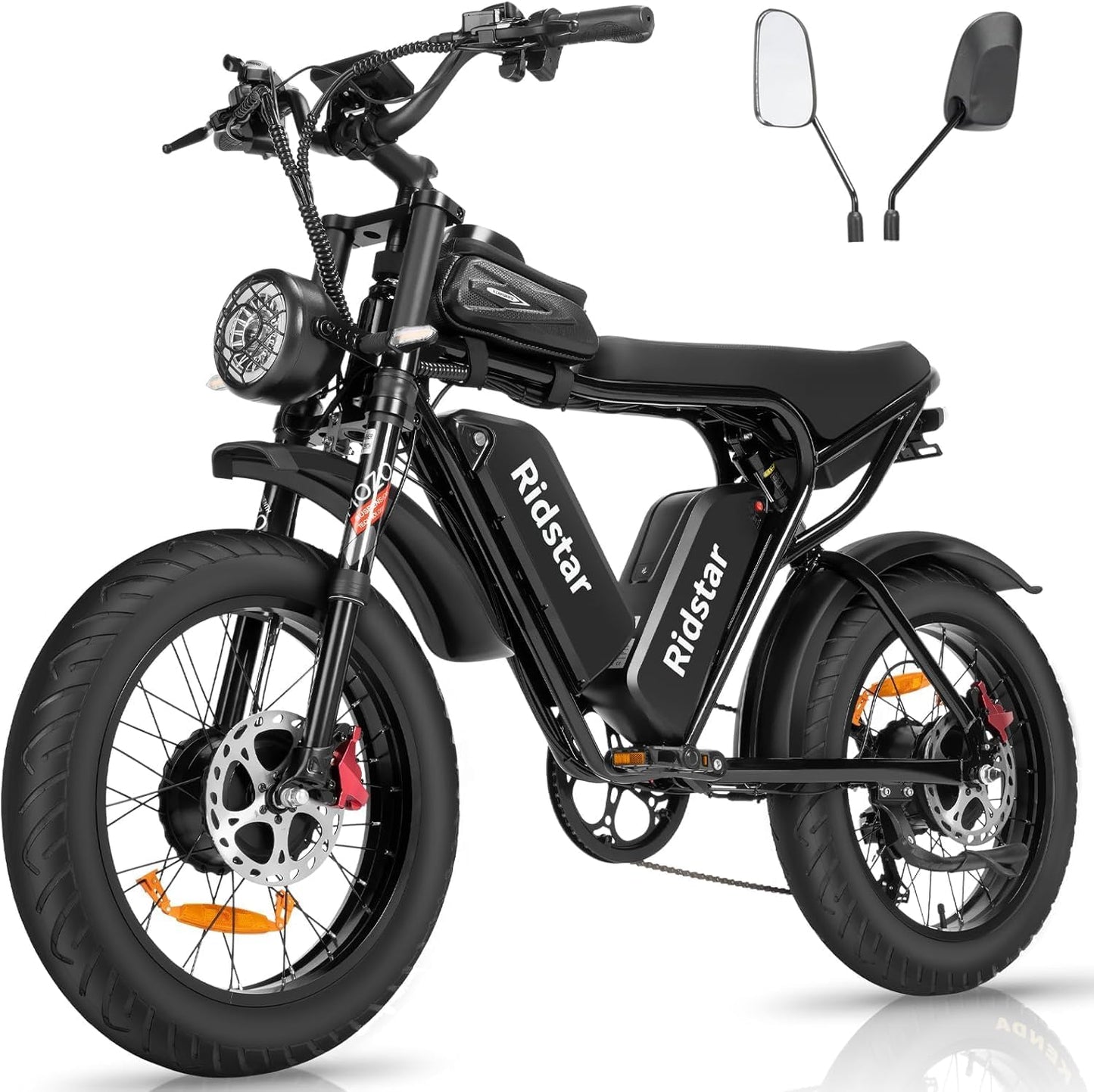 Ridstar Q20 2000W Electric Bike 52V 40Ah, 37MPH, 20" Fat Tire E-Bike for Adults with Shimano 7-Speed, Dual Suspension, Hydraulic Brakes