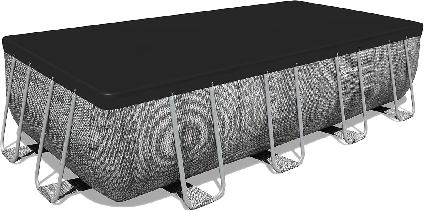16ft Rectangular Above Ground Pool Set – Family Garden Swimming Pool with Pump, Ladder & Cover